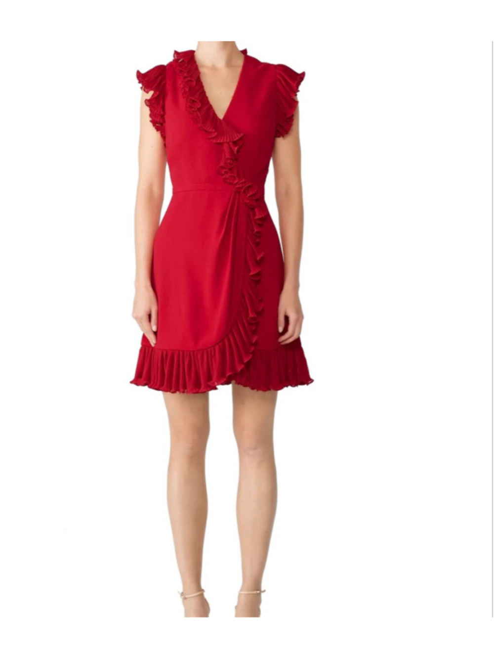 JILL JILL STUART Red Flutter V-Neck Ruffle Mini Dress Size 6